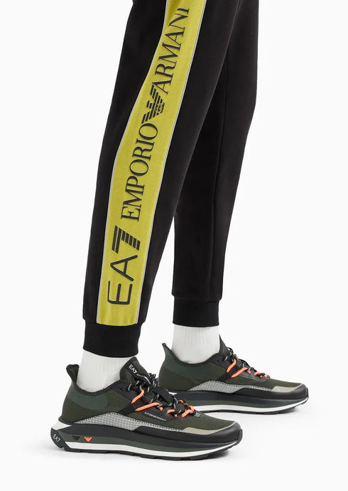 Pantalone Uomo con fascia laterale Nero bianco EA7 Emporio Armani- Francavilla Moda